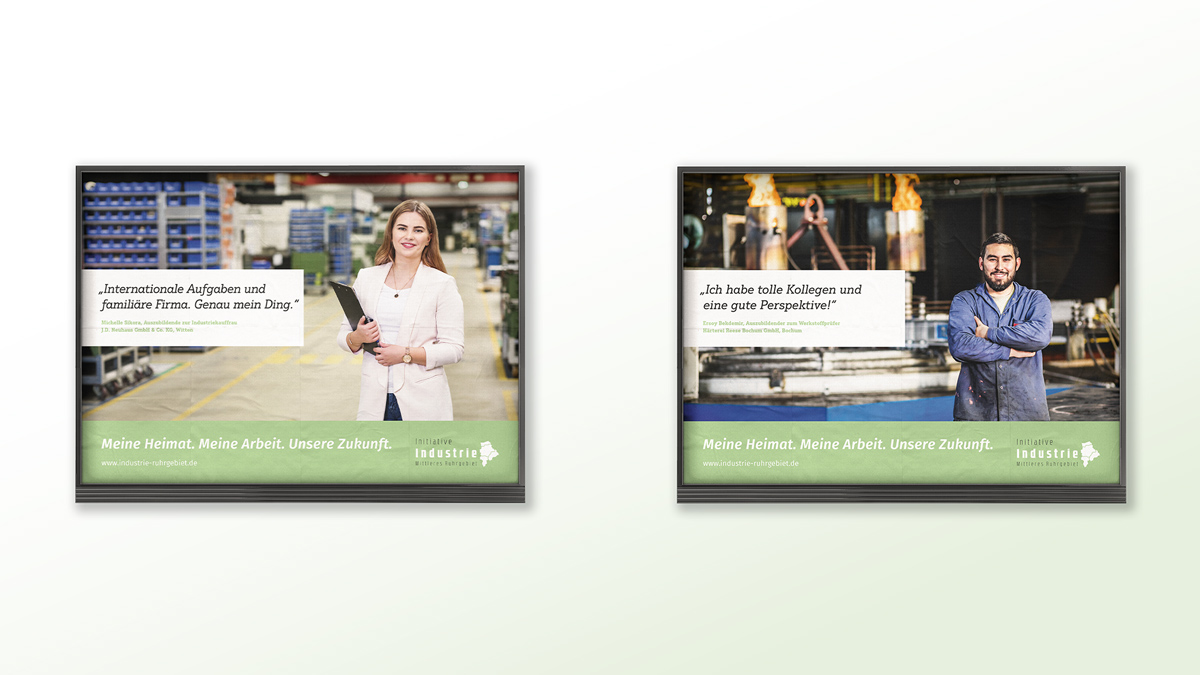Plakate zur Imagekampagne der Initiative Industrie Mittleres Ruhrgebiet