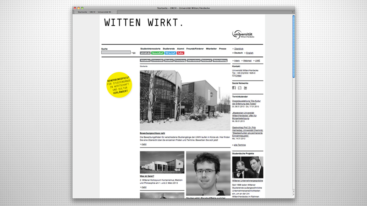 Website Universität Witten/Herdecke